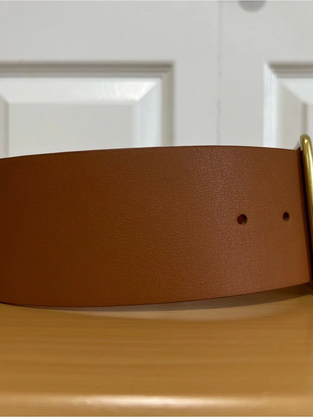 J. Crew Women’s Wide Brown Leather Belt with Gold-Tone Buckle Size Small
